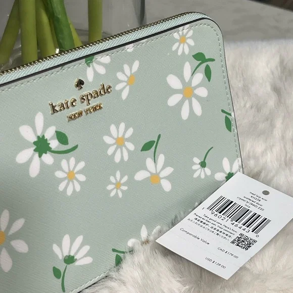 Kate Spade Lucy Day Tripper Daisy Medium L-Zip Wristlet - Picture 4 of 10
